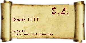 Dodek Lili névjegykártya